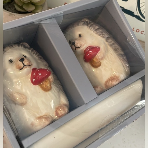NEW Hedgehog Salt & Pepper Shakers With Tray - Picture 4 of 6